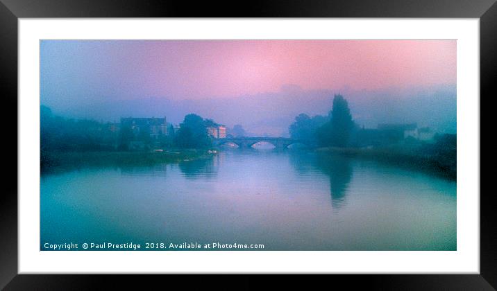 Totnes Bridge in the Mist Framed Mounted Print by Paul F Prestidge
