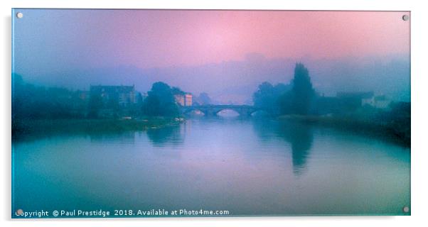 Totnes Bridge in the Mist Acrylic by Paul F Prestidge