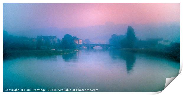 Totnes Bridge in the Mist Print by Paul F Prestidge