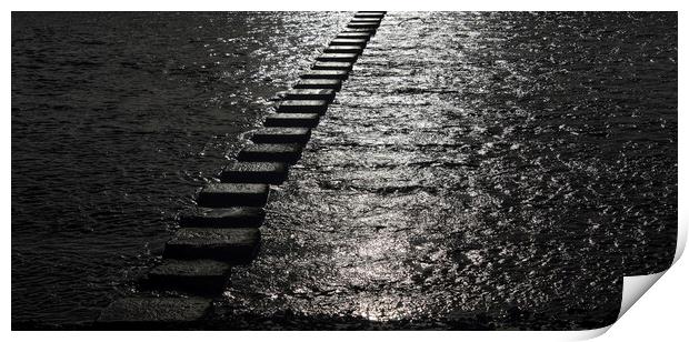 Stepping stones at Three cliffs bay. Print by Bryn Morgan