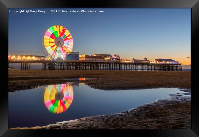 Coloured Big Wheel On Central Pier Blackpool Framed Print by Gary Kenyon