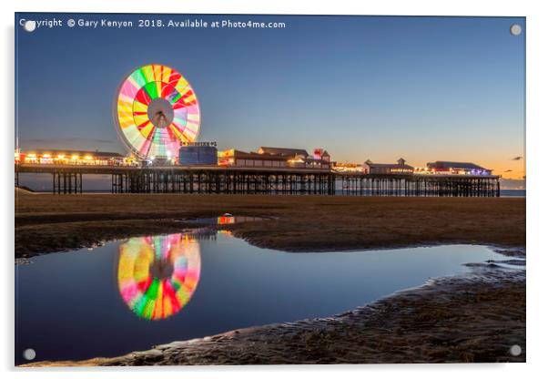 Coloured Big Wheel On Central Pier Blackpool Acrylic by Gary Kenyon