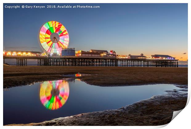 Coloured Big Wheel On Central Pier Blackpool Print by Gary Kenyon