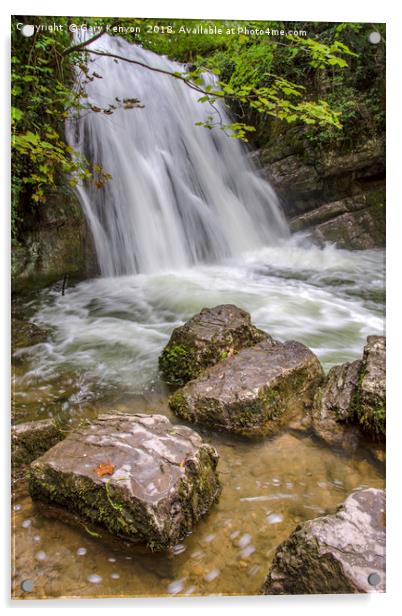Janets Foss Waterfall Yorkshire Dales Acrylic by Gary Kenyon