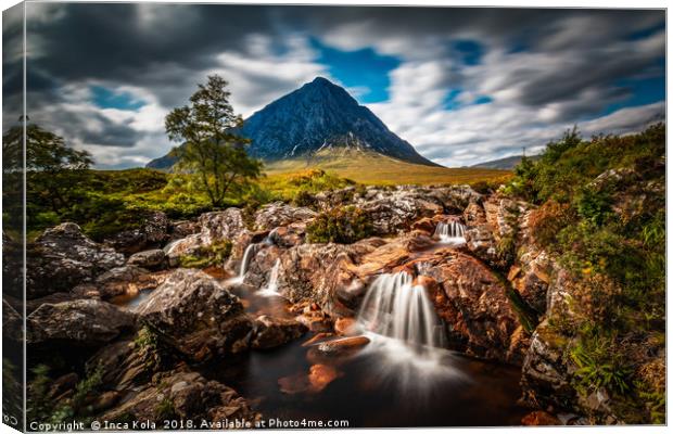The Waterfall at Buachaille Etive Mor Canvas Print by Inca Kala