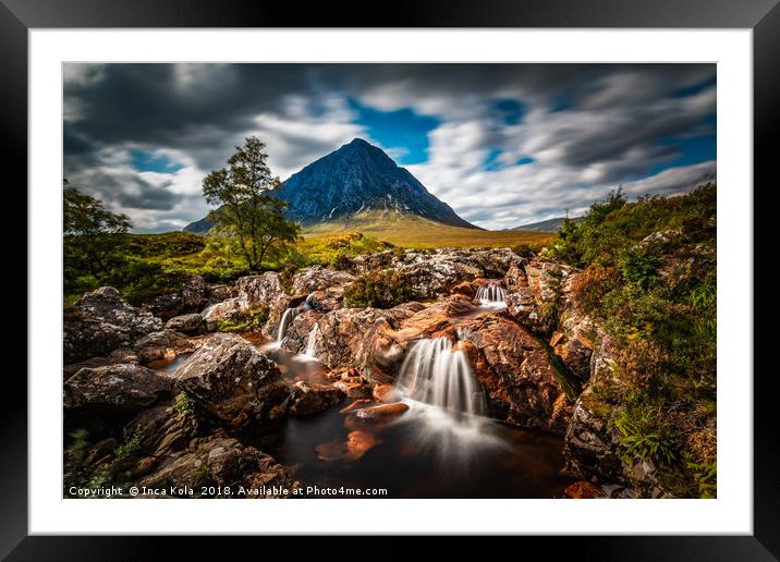 The Waterfall at Buachaille Etive Mor Framed Mounted Print by Inca Kala