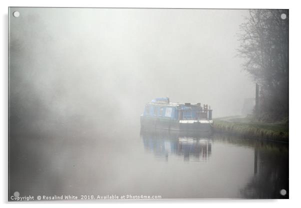 Houseboat on the Grand Union Canal in the fog  Acrylic by Rosalind White