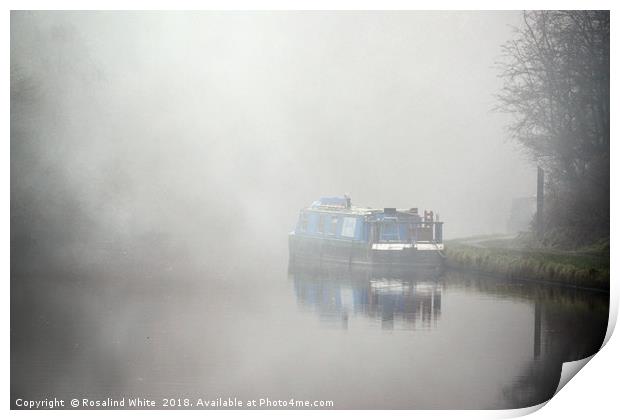 Houseboat on the Grand Union Canal in the fog  Print by Rosalind White