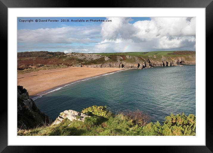 Beautiful Barafundle Bay From the Pembrokeshire Co Framed Mounted Print by David Forster