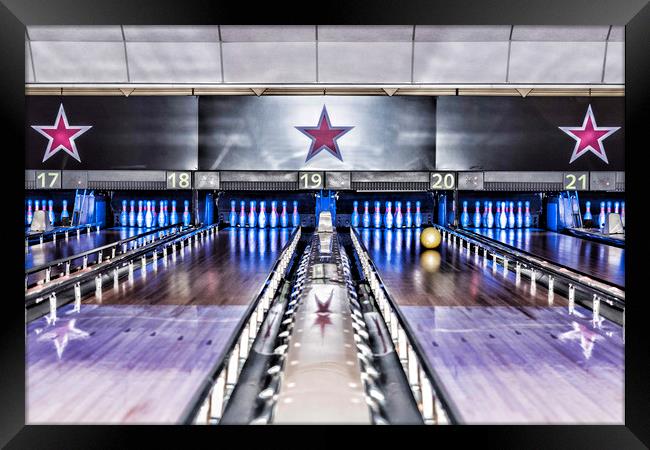 Ten Pin Bowling Framed Print by Valerie Paterson