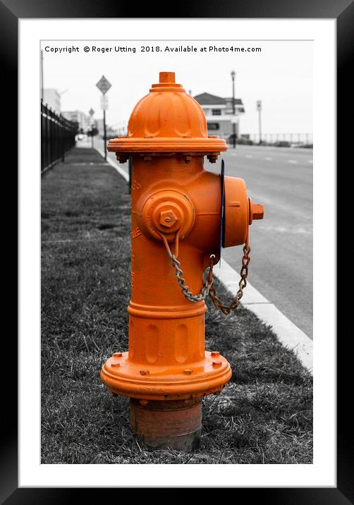 Orange Fire Hydrant Framed Mounted Print by Roger Utting