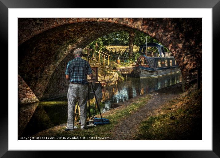 Artist At Pewsey Bridge Framed Mounted Print by Ian Lewis