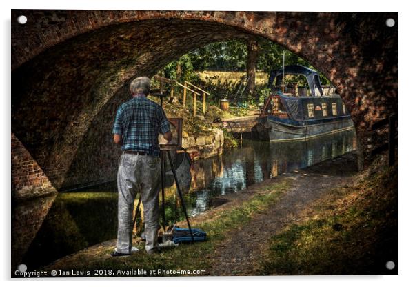 Artist At Pewsey Bridge Acrylic by Ian Lewis