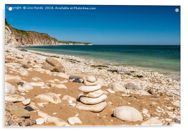 Pile of Pebbles, Bridlington Beach Acrylic by Lisa Hands