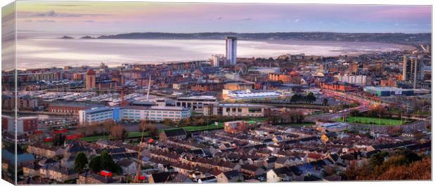 Morning at Swansea city Canvas Print by Leighton Collins