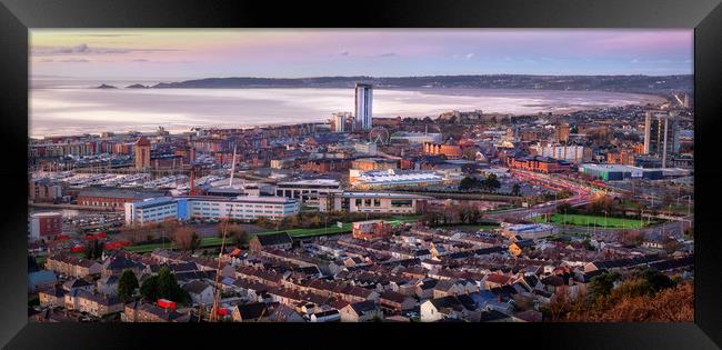 Morning at Swansea city Framed Print by Leighton Collins