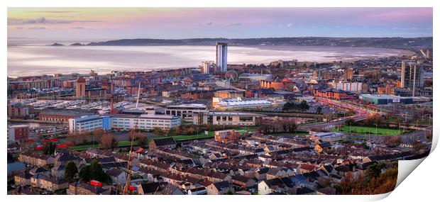 Morning at Swansea city Print by Leighton Collins