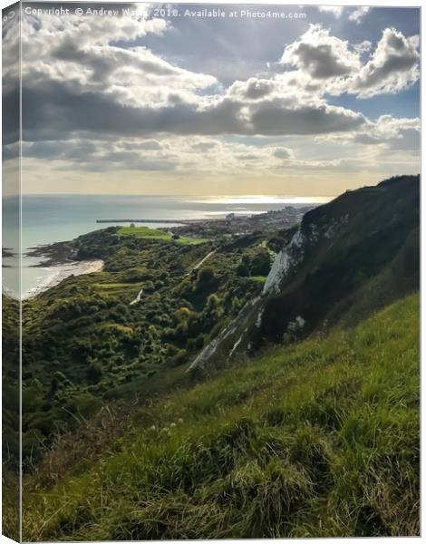 A White Cliff View To Folkestone Canvas Print by Andy Watts