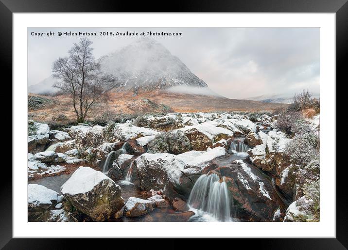 Snow at Buachaille Etive Mor Framed Mounted Print by Helen Hotson