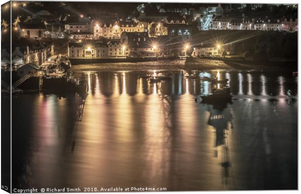 Portree harbour from Vriskaig Point at 01:49 hrs  Canvas Print by Richard Smith