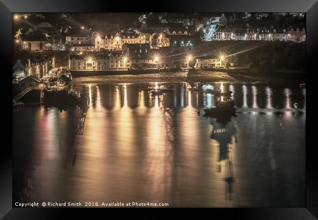 Portree harbour from Vriskaig Point at 01:49 hrs  Framed Print by Richard Smith