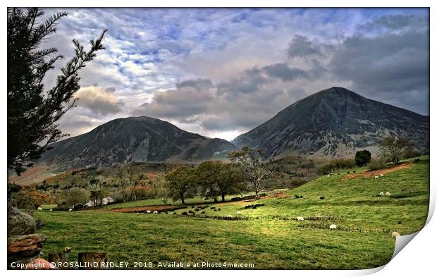 "Mackerel sky over the mountains" Print by ROS RIDLEY