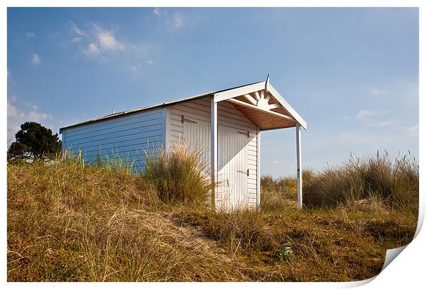A Beach hut in the Marram Grass at Old Hunstanton, Print by John Edwards
