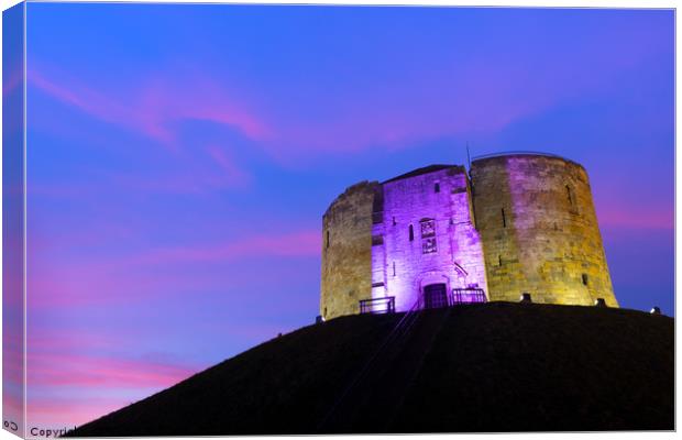Sunset over Cliffords Tower, York Canvas Print by Martin Williams