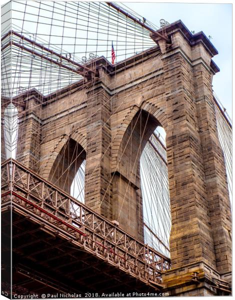 Brooklyn Bridge from Brooklyn Brige Park Canvas Print by Paul Nicholas