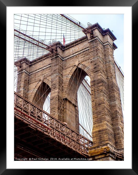 Brooklyn Bridge from Brooklyn Brige Park Framed Mounted Print by Paul Nicholas