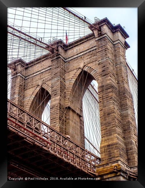 Brooklyn Bridge from Brooklyn Brige Park Framed Print by Paul Nicholas