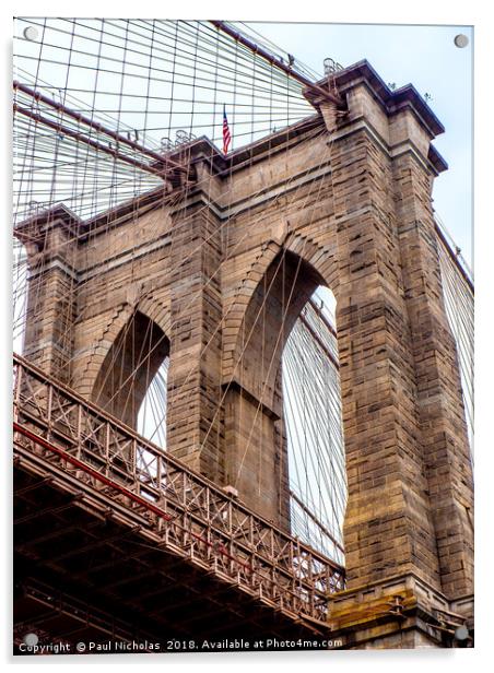 Brooklyn Bridge from Brooklyn Brige Park Acrylic by Paul Nicholas