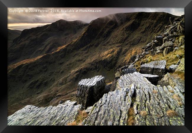  Striding Edge Viewpoint Framed Print by David Forster