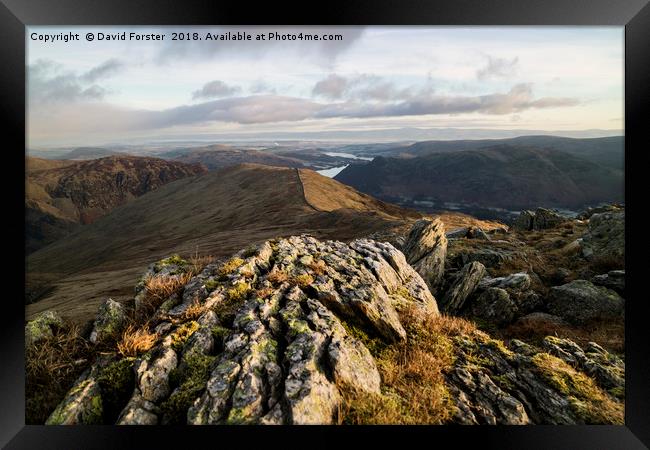 Striding Edge Viewpoint Framed Print by David Forster