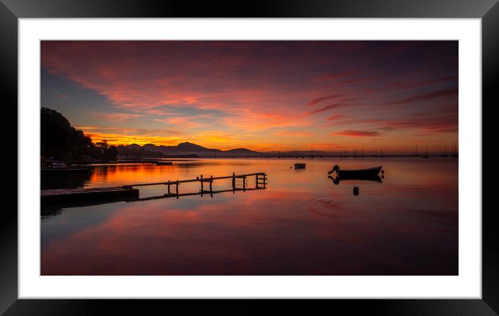 Small Pier at Sunrise Framed Mounted Print by Perry Johnson