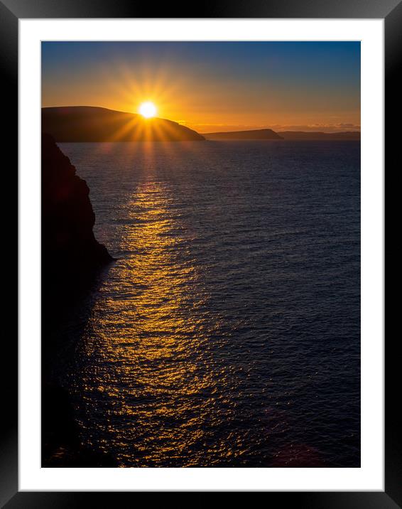 Ceibwr Sunset, Pembrokeshire, Wales, UK Framed Mounted Print by Mark Llewellyn