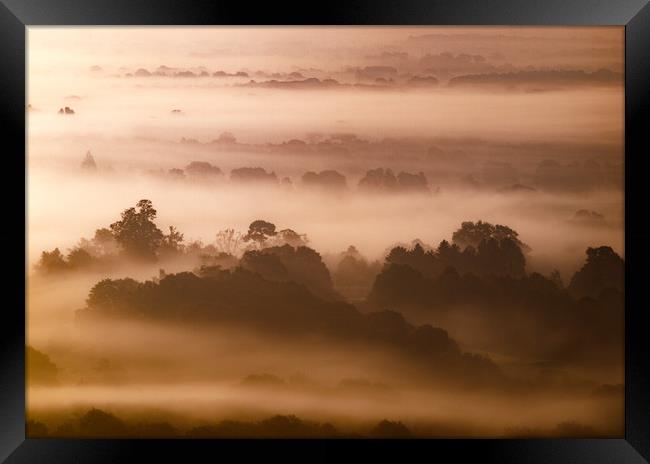 Mist  Over Brockham Framed Print by Clive Eariss