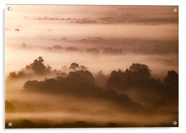 Mist  Over Brockham Acrylic by Clive Eariss