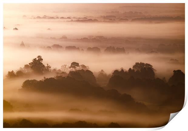Mist  Over Brockham Print by Clive Eariss