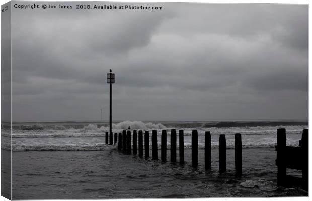 A foggy day off the Northumberland coast Canvas Print by Jim Jones