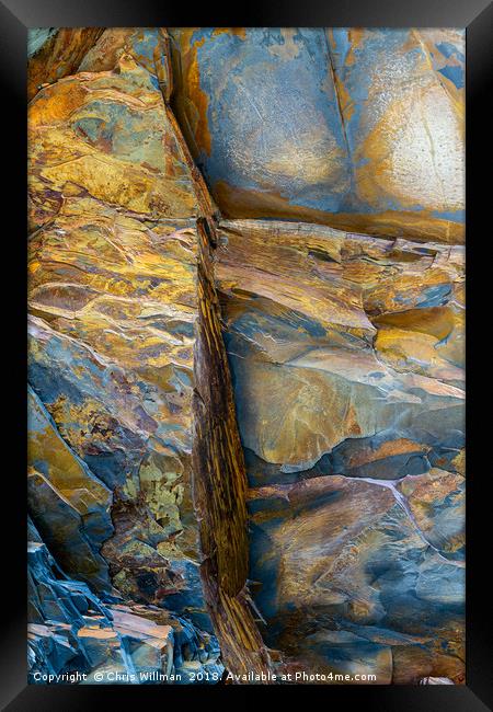 Slate at Dollar Cove Framed Print by Chris Willman