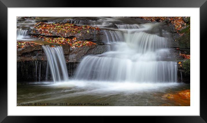 Autumnal Waterfall Framed Mounted Print by Chris Willman