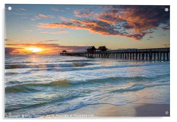 Naples Beach Sunset Acrylic by Brian Jannsen