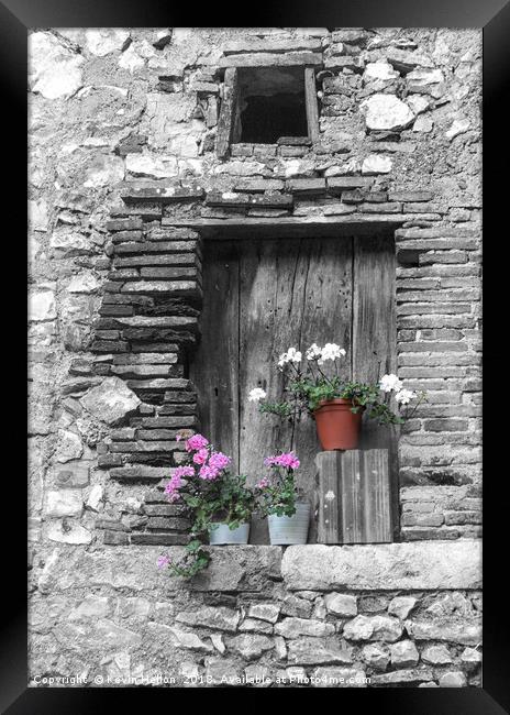 Pelagonium flowers on window sill Framed Print by Kevin Hellon