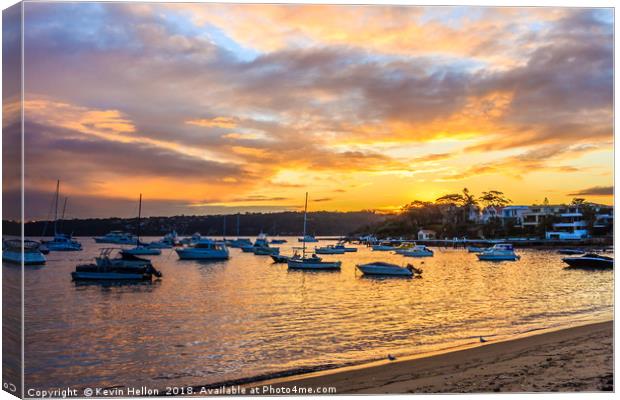 Sunset 0ver Watsons Bay harbour Canvas Print by Kevin Hellon