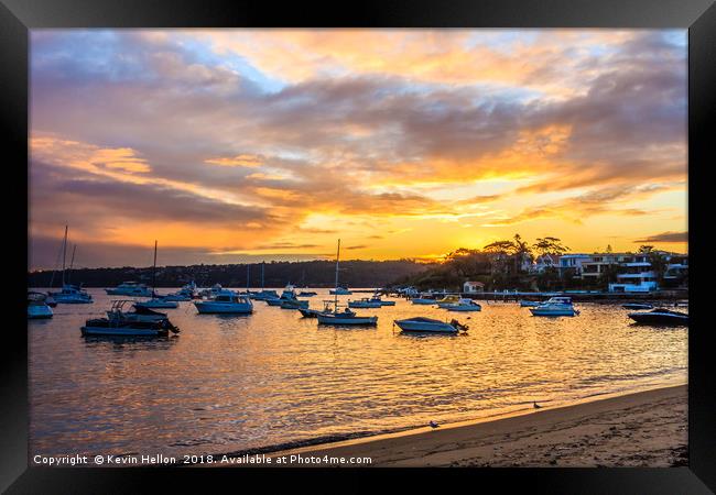 Sunset 0ver Watsons Bay harbour Framed Print by Kevin Hellon