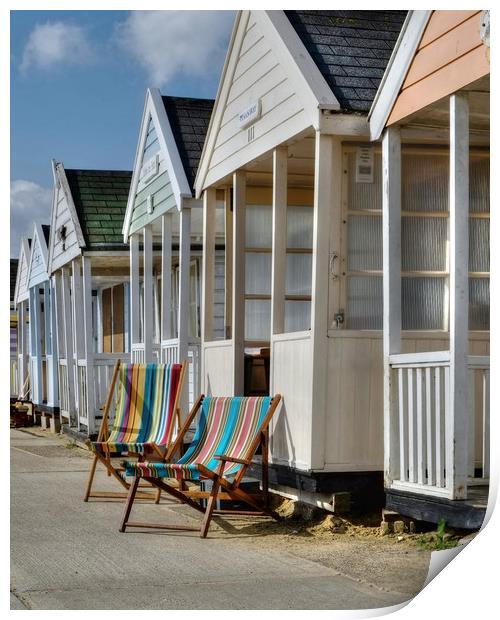 Southwold Deckchairs Print by Diana Mower