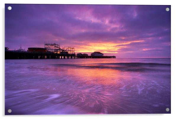 Clacton Pier Purples Acrylic by Rob Woolf