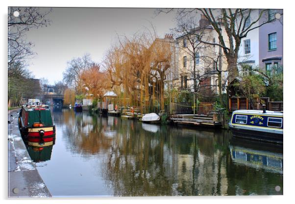 Narrow boats Grand Union Canal Camden Acrylic by Andy Evans Photos