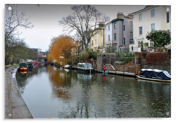 Narrow boats Grand Union Canal Camden Acrylic by Andy Evans Photos